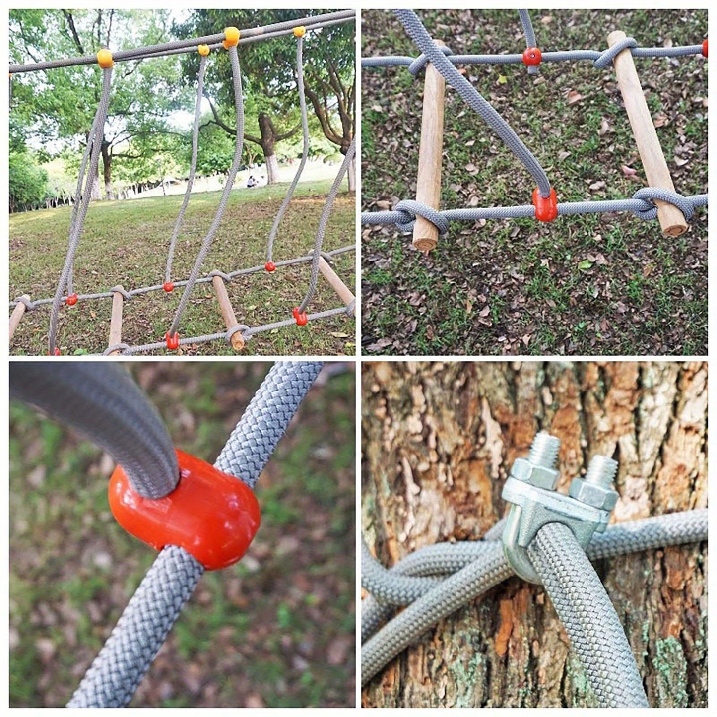 Solid Wood Outdoor Suspension Bridge For Backyard Playground Obstacle Course