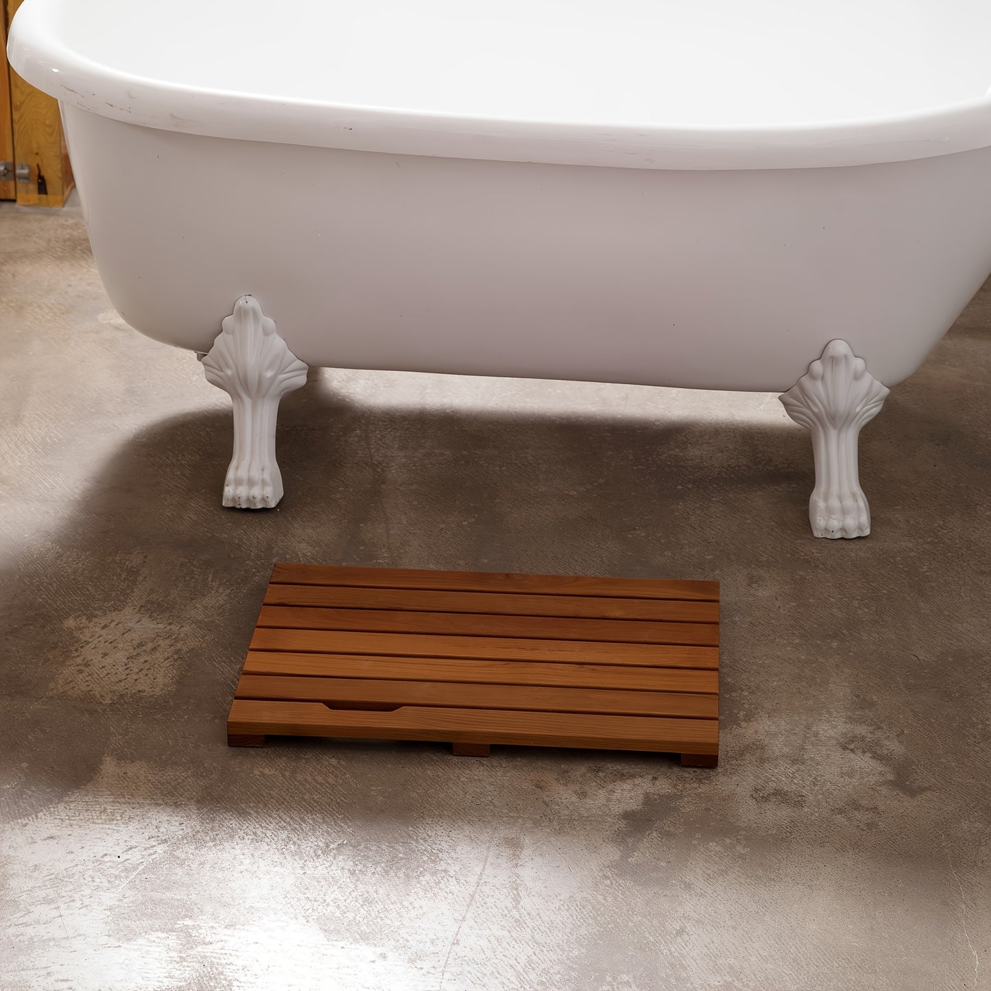 Solid Wood Non Slip Bathroom Mat For Shower And Bathtub