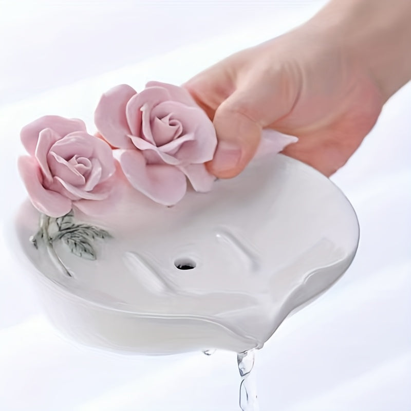 Ceramic Oval Soap Dish Hand Pinched Rose