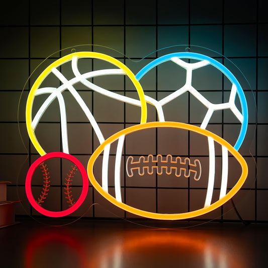 Flybaby Neon Four Sports Balls Wall Sign LED USB Powered