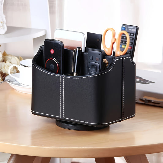 MILITWO 360 Degree Swivel Remote Holder Compartments PU Leather Organizer