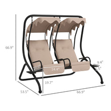 OUTSUNNY Patio Swing Chair With 2 Seats Cup Holders