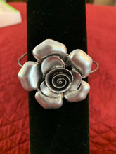 Adjustable Silver Plated Large Floral Rose Bracelet