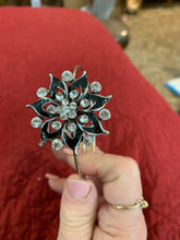 Black Floral Bracelet: Silver Plated Adjustable Bangle