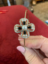 Handmade Gold Floral Bracelet: Pearl & Jewel Charm