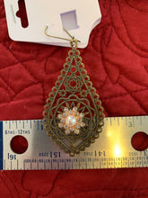 Victorian style antique bronze filigree tear drop rhinestone embellished drop ear ring