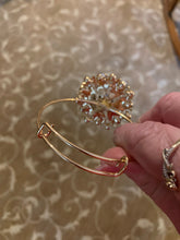 Blue gold and shining rhinestone bangle bracelet. Adjustable to fit any wrist size