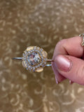 Gold Rhinestone Bangle Bracelet: Adjustable Cream Jewel