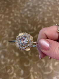 Gold Rhinestone Bangle Bracelet: Adjustable Cream Jewel