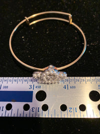 Pearl  and clear  rhinestone crown bangle bracelet on gold bangle adjustable size