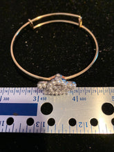 Pearl  and clear  rhinestone crown bangle bracelet on gold bangle adjustable size