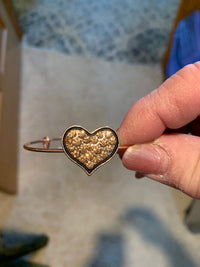 Copper and black heart bangle bracelet. Adjustable to fit any wrist size