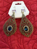 Victorian style antique bronze filigree rhinestone embellished ear rings