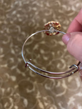 Gold Rhinestone Bangle Bracelet: Adjustable Cream Jewel