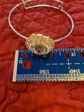Gold Rhinestone Bangle Bracelet: Adjustable Cream Jewel