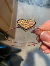 Copper and black heart bangle bracelet. Adjustable to fit any wrist size