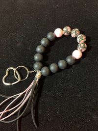 Multicoloered silicone bead wrist band key chains