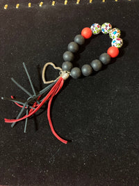 Multicoloered silicone bead wrist band key chains