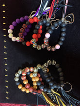 Multicoloered silicone bead wrist band key chains