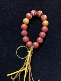 Multicoloered silicone bead wrist band key chains