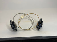 Silver Filigree Bracelet: Blue Rhinestone Starburst Jewel, Adjustable Bangle
