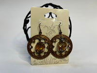 Victorian Style Copper Dangle Earrings: Antique Gold Faceted Stone