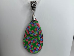 Kaleidoscope Necklace and Earring Set: Stained Glass Style, Hypoallergenic