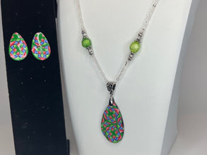 Kaleidoscope Necklace and Earring Set: Stained Glass Style, Hypoallergenic