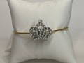 Pearl  and clear  rhinestone crown bangle bracelet on gold bangle adjustable size
