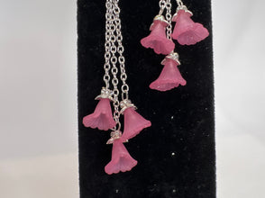 Pink Calla Lily Drop Earrings: Silver Chain Tulip Base