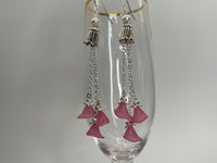 Pink Calla Lily Drop Earrings: Silver Chain Tulip Base