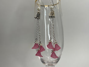 Pink Calla Lily Drop Earrings: Silver Chain Tulip Base