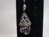 Handmade Polymer Clay Rose Earrings: Gold/Silver Filigree Lace