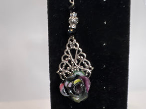 Handmade Polymer Clay Rose Earrings: Gold/Silver Filigree Lace