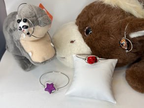 Children's Hypoallergenic Bracelet: Silver Plated Wire with Dog, Star, Ladybug, Bear Charms