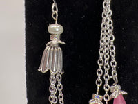 Pink Calla Lily Drop Earrings: Silver Chain Tulip Base