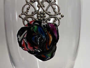 Handmade Polymer Clay Rose Earrings: Gold/Silver Filigree Lace