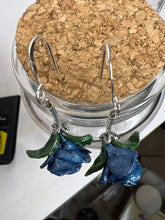 Long stem polymer clay rose earrings. Handmade per petal to give unique flower quality
