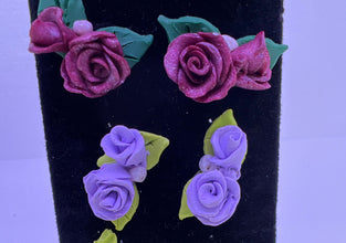 Handmade Clay Rose Studs: Victorian Style Floral Earrings