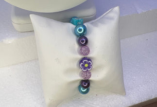 Purple Butterfly Charm Necklace & Bracelet Set: Beaded Floral Jewelry