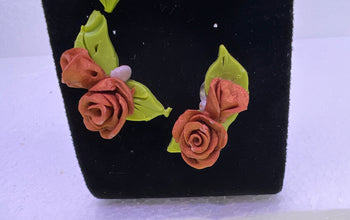 Handmade Clay Rose Studs: Victorian Style Floral Earrings