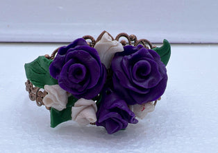 Handmade polymer clay roses on Victorian style filigree bracelets
