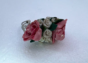 Handmade polymer clay roses on Victorian style filigree bracelets