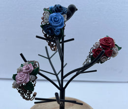 Handmade polymer clay roses on Victorian style filigree bracelets