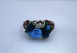 Handmade polymer clay roses on Victorian style filigree bracelets