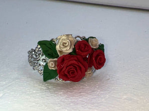 Handmade polymer clay roses on Victorian style filigree bracelets