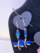 Rhinestone adorned dragonfly earrings beaded and blinged for beauty