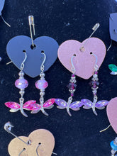 Rhinestone adorned dragonfly earrings beaded and blinged for beauty