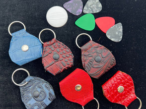 Key chain holders for Apple fobs or guitar picks handmade from leather