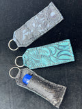 Handmade leather keychain lipstick or chap stick holder